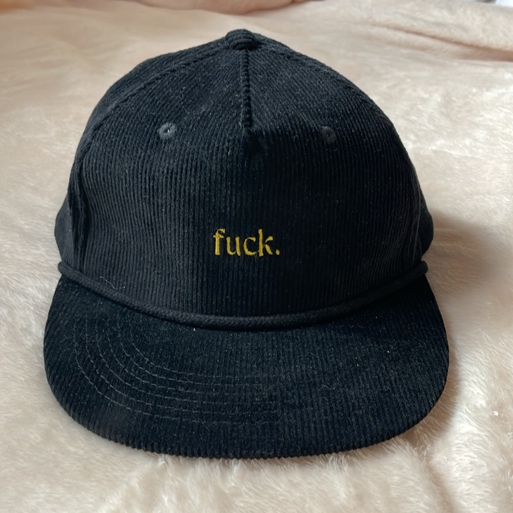 F*** Baseball Cap - Black Corduroy with Gold Embroidery M/L